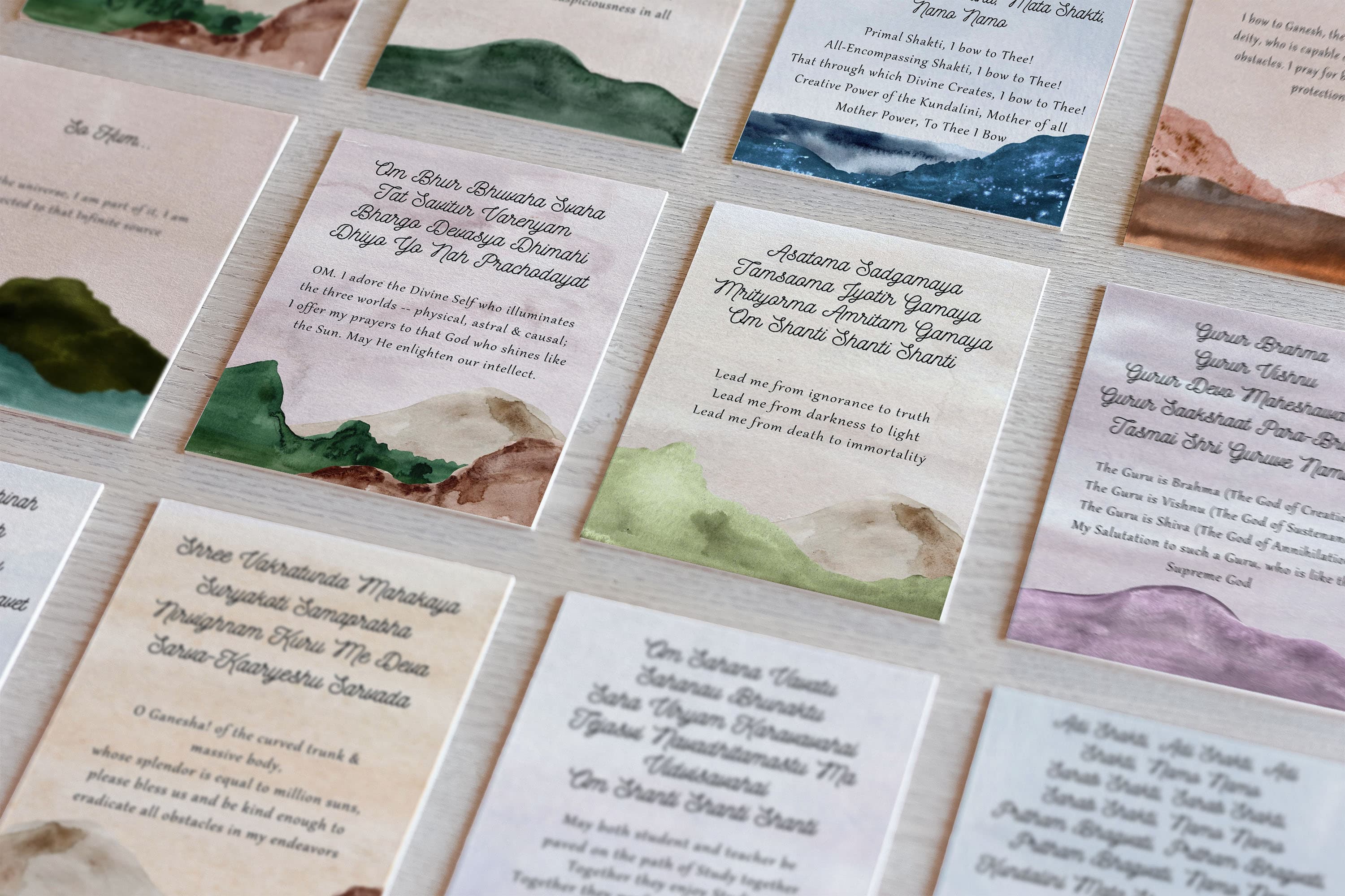 12 Sanskrit Mantra Cards with English Translation