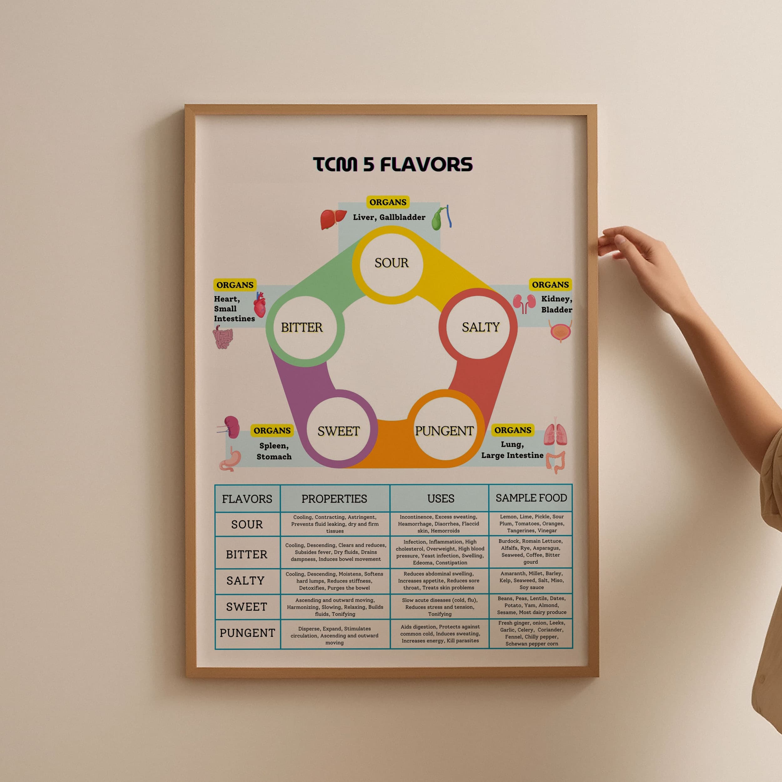 TCM Five Flavors Tastes Chart