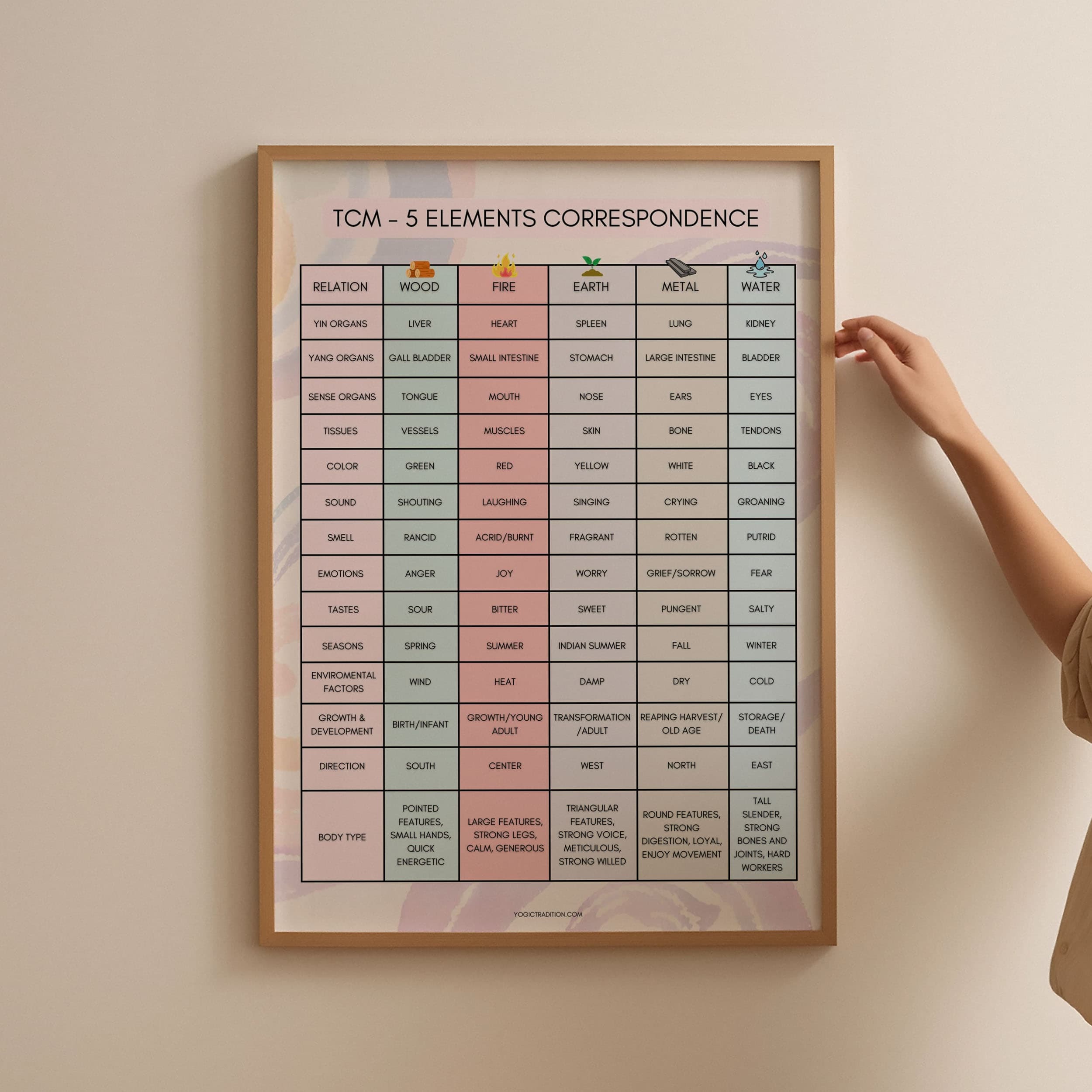 TCM Five Elements Correspondence Poster