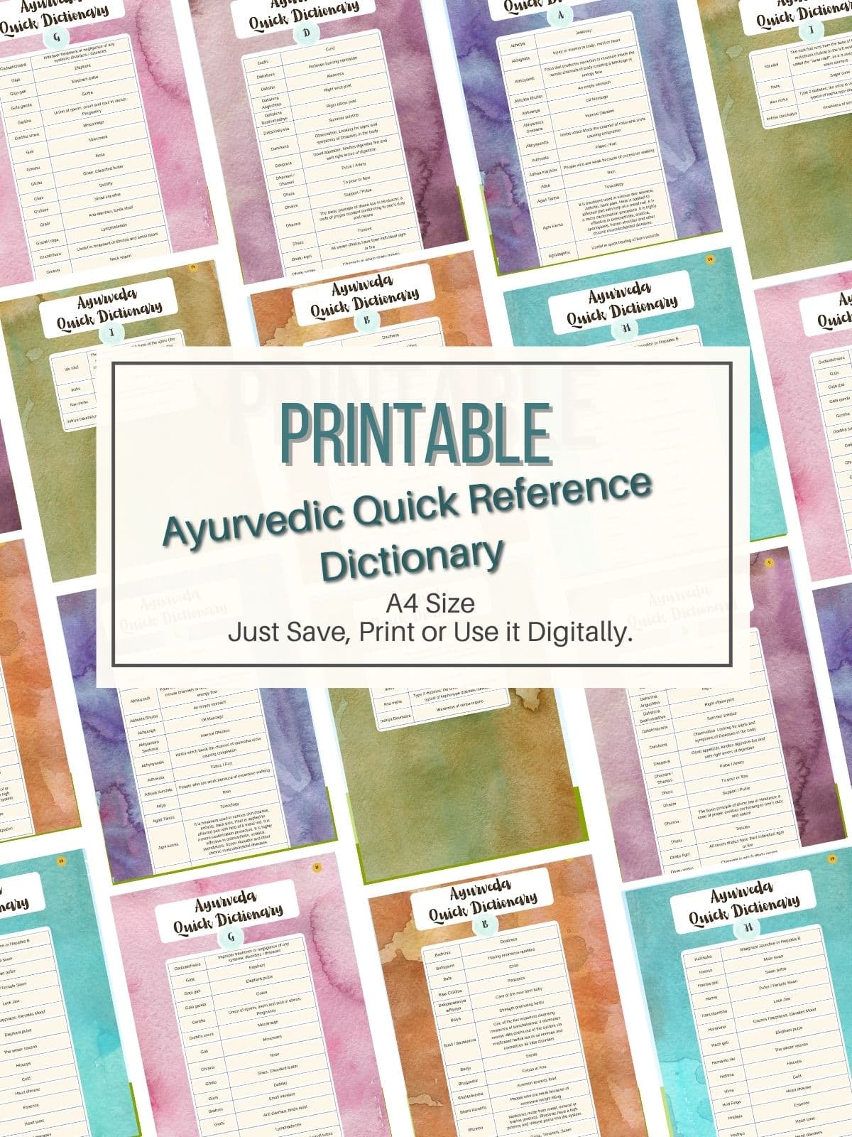 Ayurveda Sanskrit To English Quick Reference Dictionary