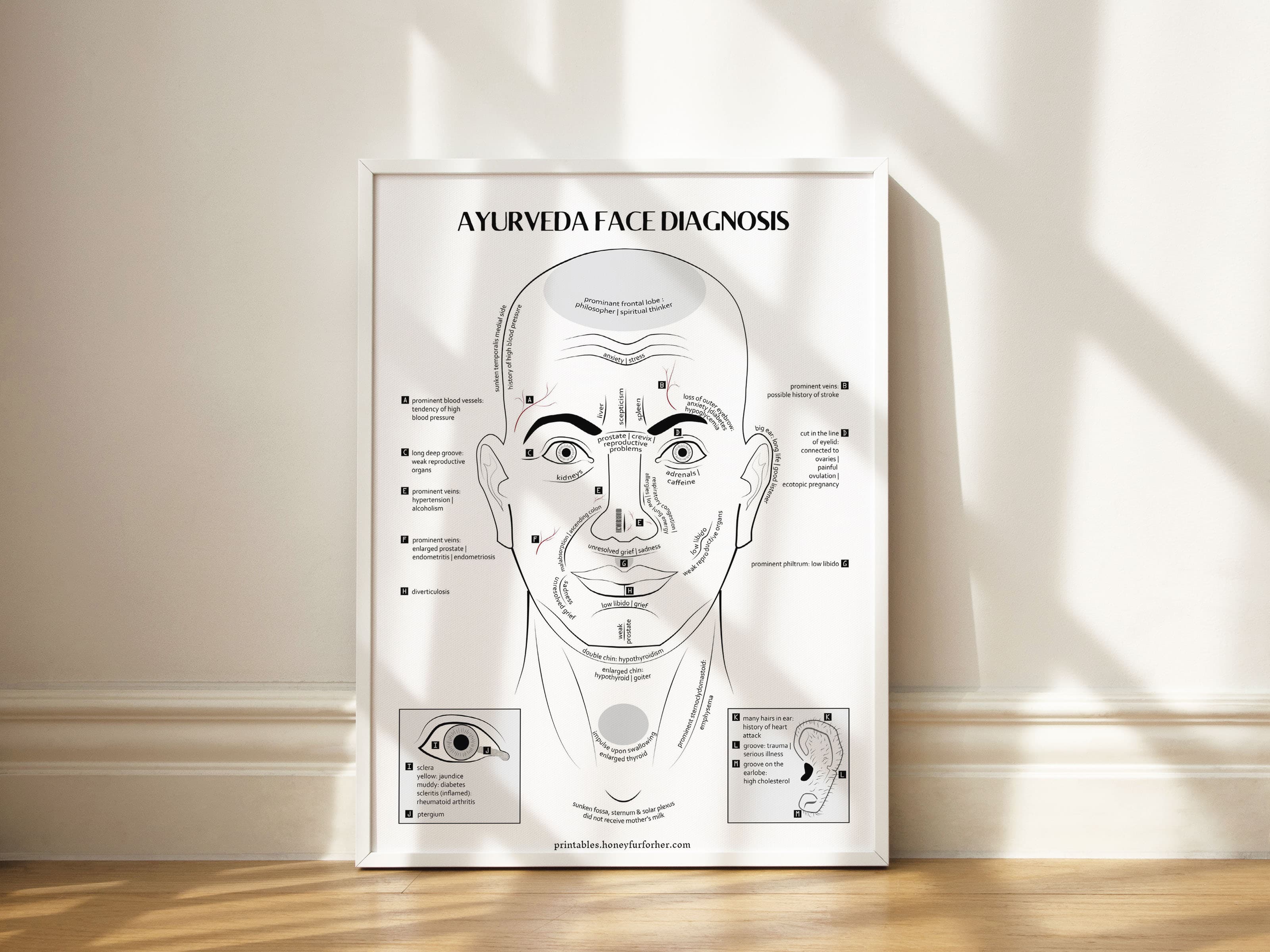 Ayurveda Face Diagnosis Poster & Planner Insert