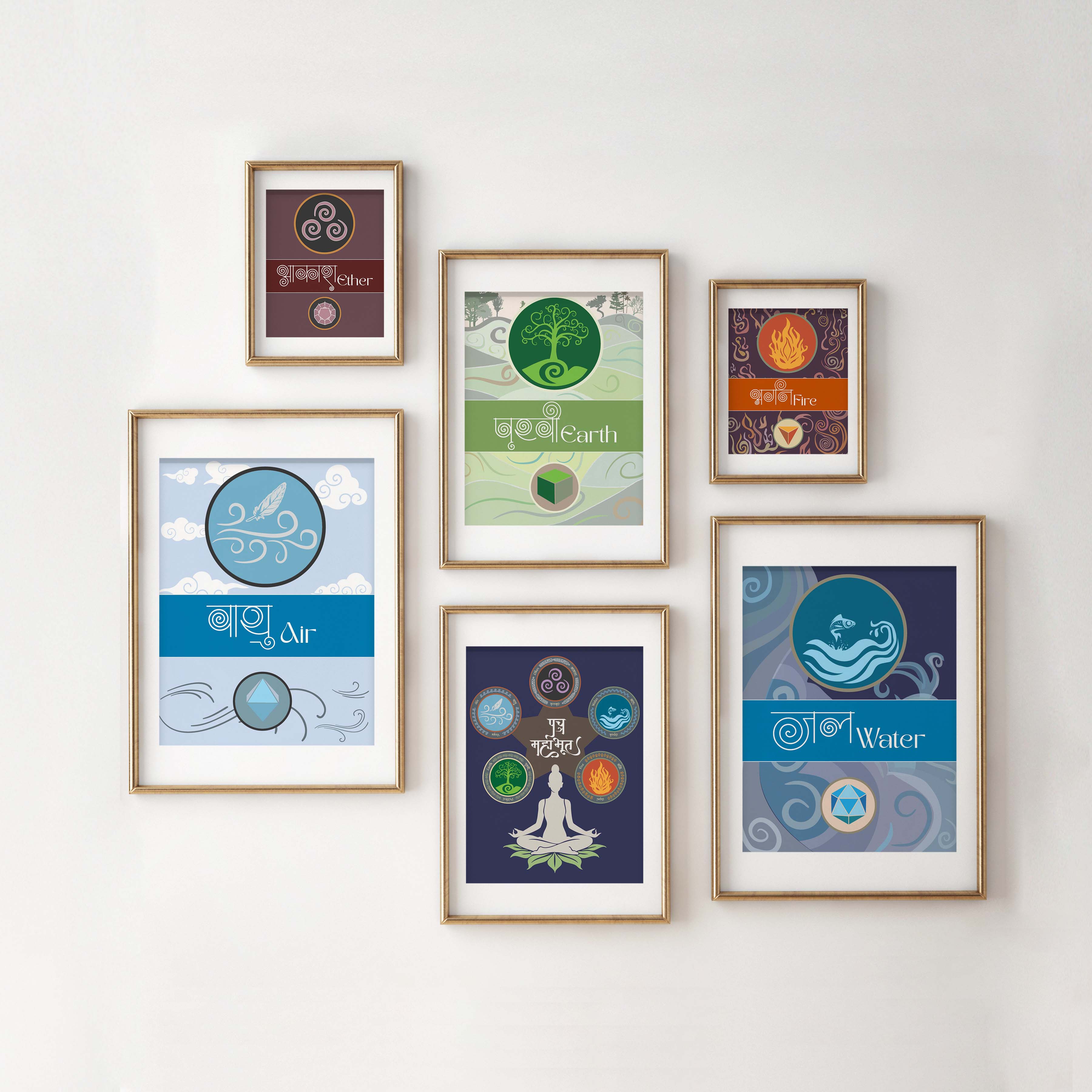 Pancha Mahabhoota: 5 Elements Art Poster Set (6)