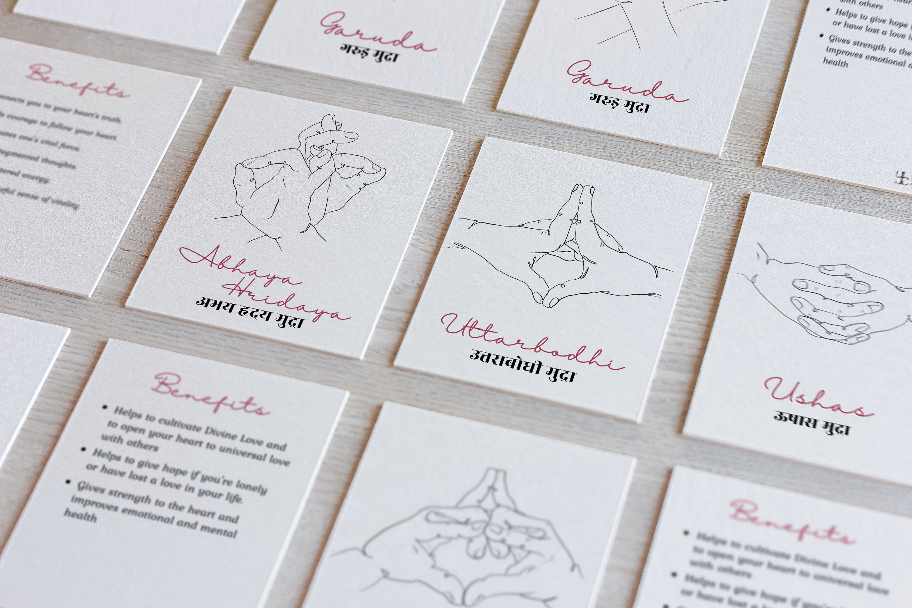 56 Hand Mudras Flashcards (Printed) with Benefits
